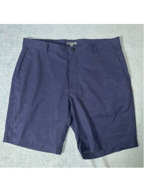Peter Millar Crown Sports Performance Shorts Waist 36 Blue Navy Gingham